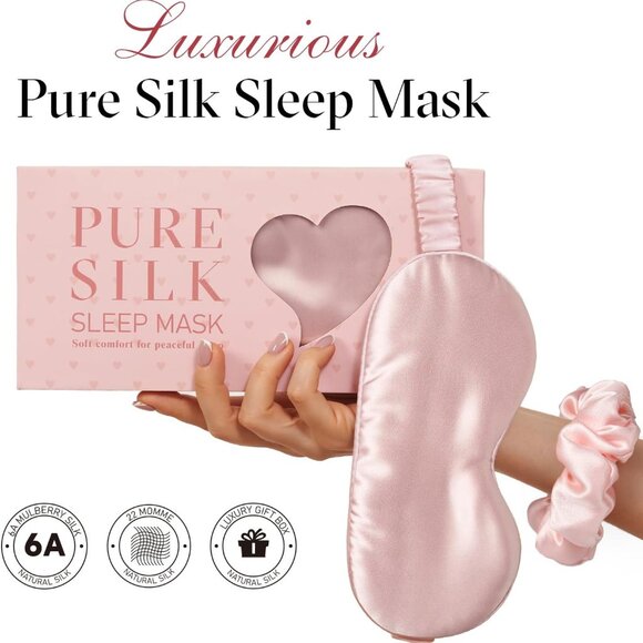 100% Pure Silk Sleep Mask, Total Light Blocking Eye Mask - Picture 2 of 6